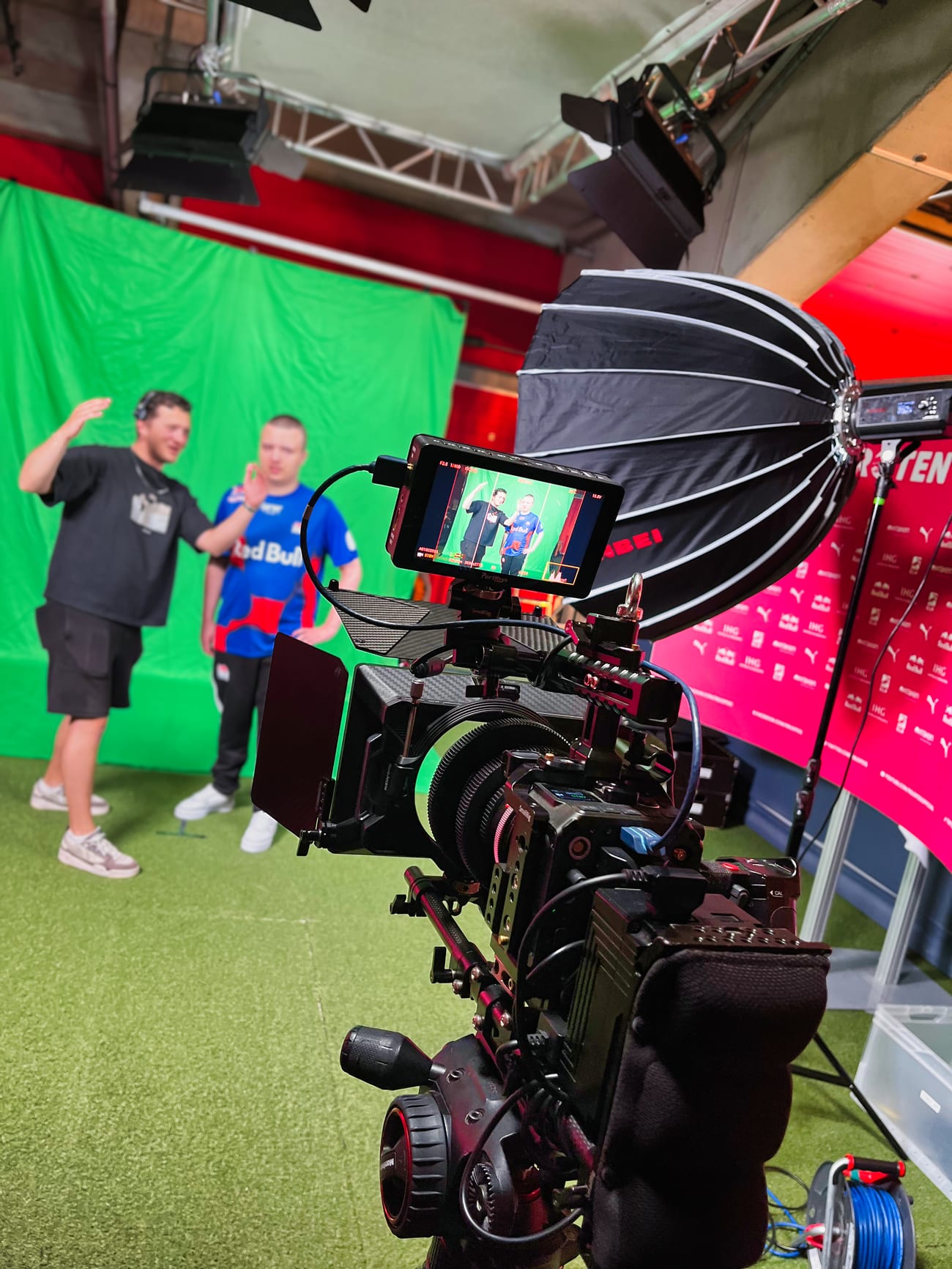 Kamera-Rig vor dem Greenscreen-Setup